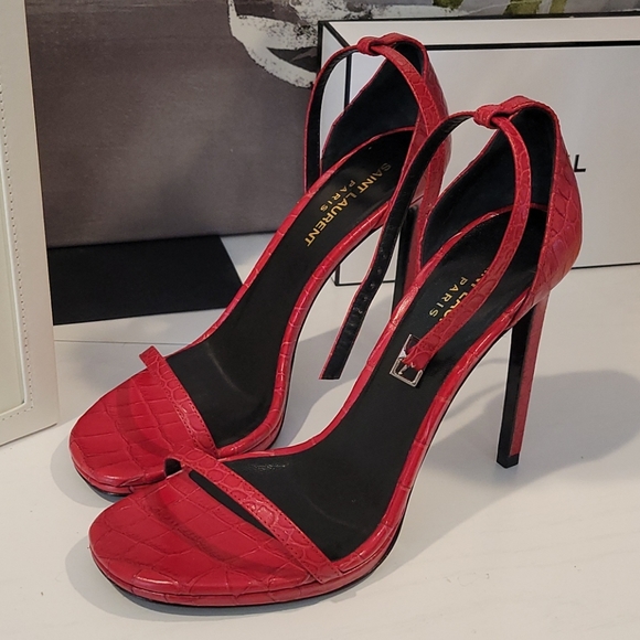 ONE DAY SALE!! 12/1/21.  Saint Laurent red crocodile sandals - Picture 3 of 7